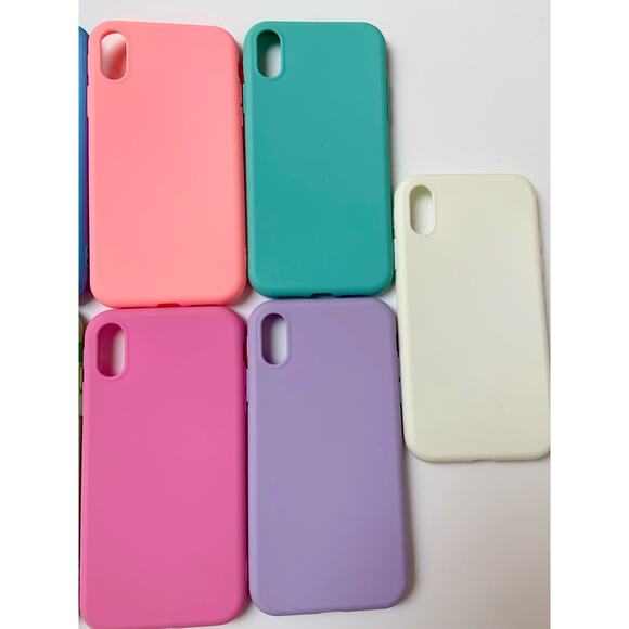 I Phone XR Phone case Bundle 7 Silicone Phone Cases Blue Pink Green Purple White - Picture 7 of 8
